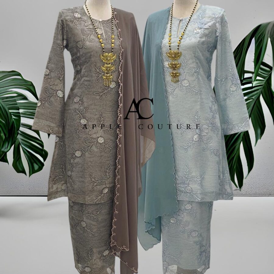 CAMELIA KURUNG MODERN SILK BLEND EMBROIDERY POWDER BLUE - Image 3