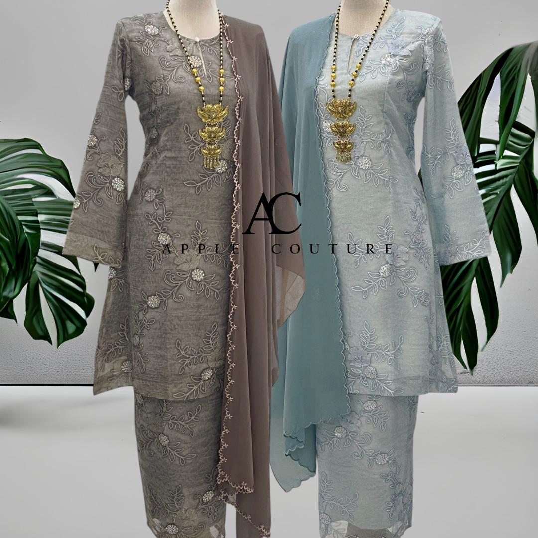 CAMELIA KURUNG MODERN SILK BLEND EMBROIDERY POWDER BLUE - Image 3
