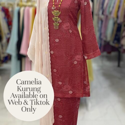 CAMELIA KURUNG MODERN SILK BLEND EMBROIDERY RED