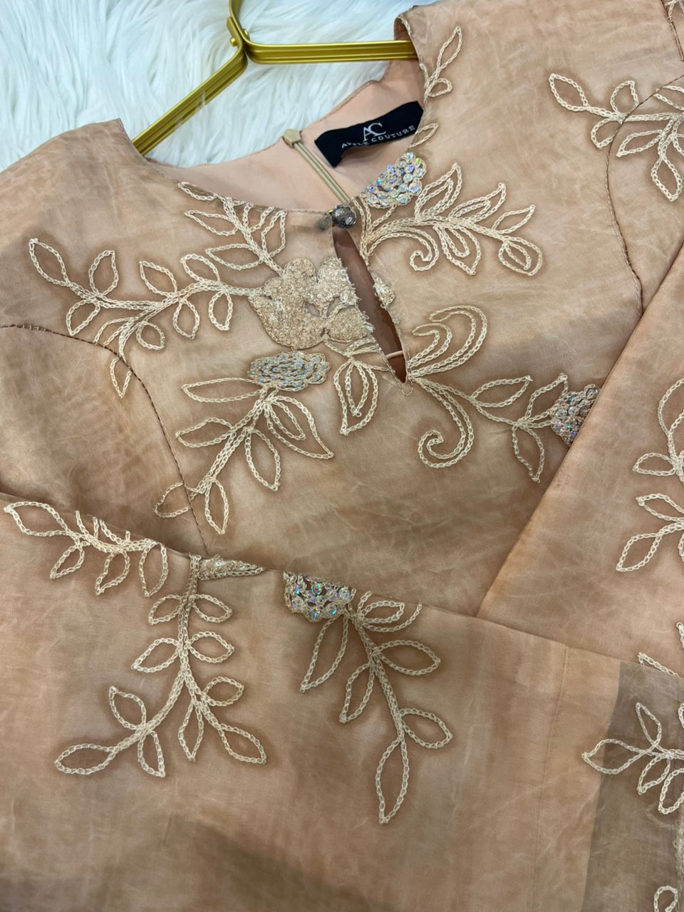 CAMELIA KURUNG MODERN SILK BLEND EMBROIDERY NUDE PEACH - Image 4