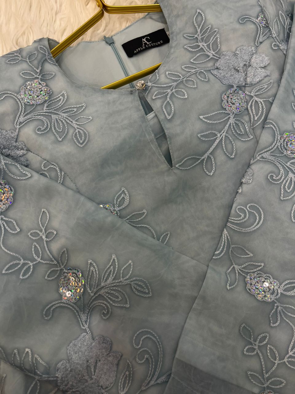 CAMELIA KURUNG MODERN SILK BLEND EMBROIDERY POWDER BLUE - Image 4