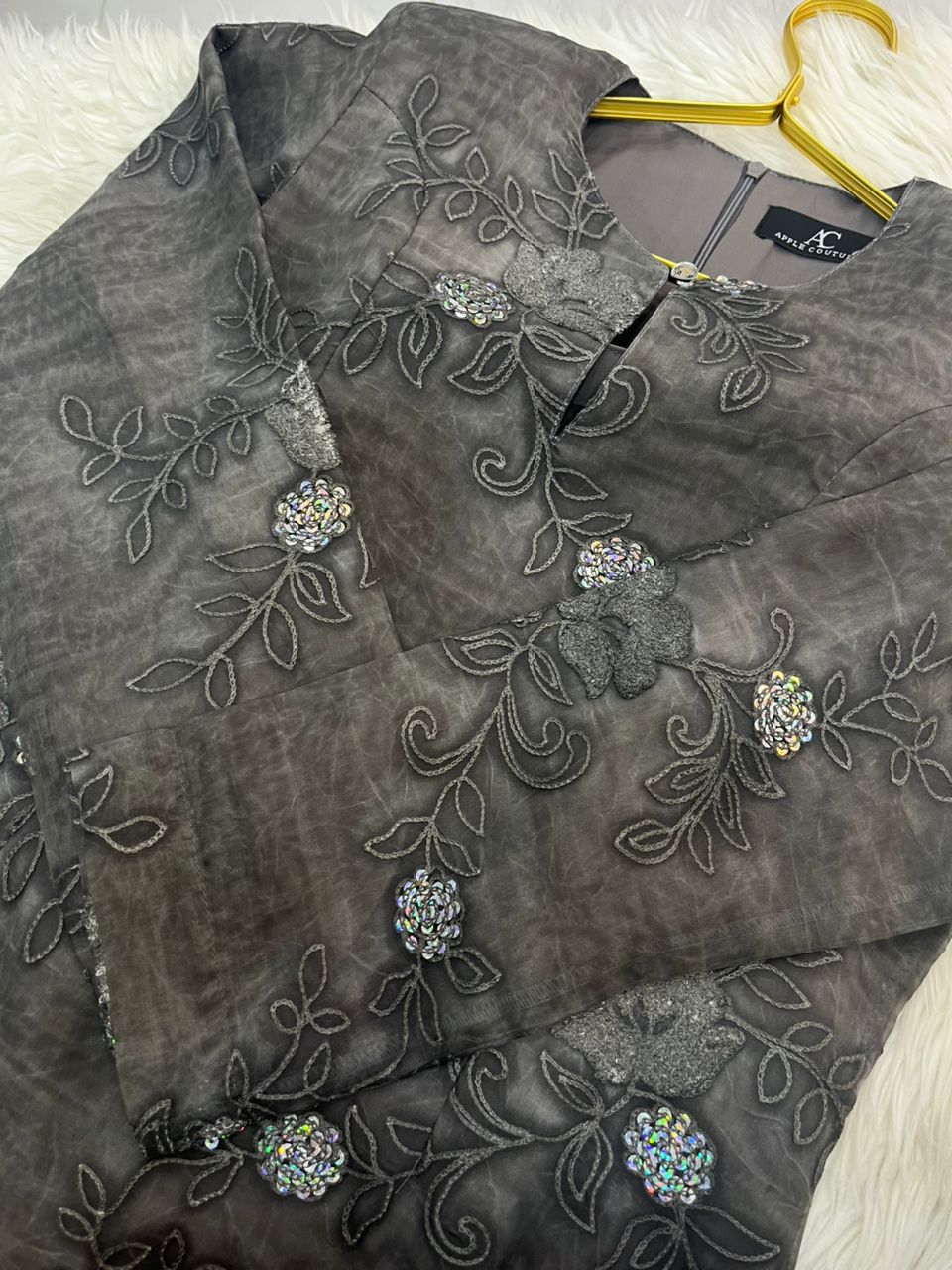 CAMELIA KURUNG MODERN SILK BLEND EMBROIDERY DARK GREY - Image 4