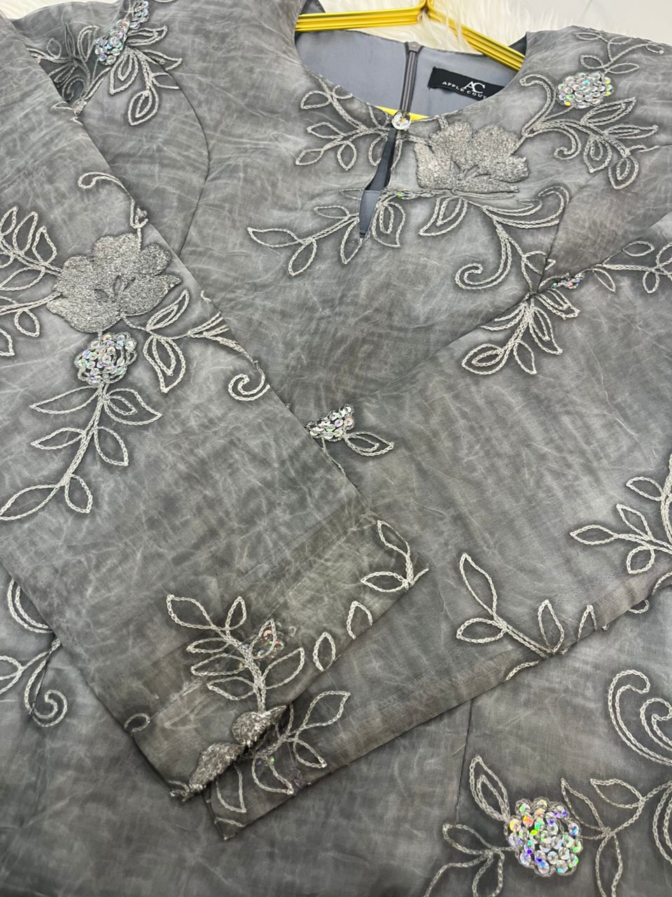 CAMELIA KURUNG MODERN SILK BLEND EMBROIDERY GREY - Image 4