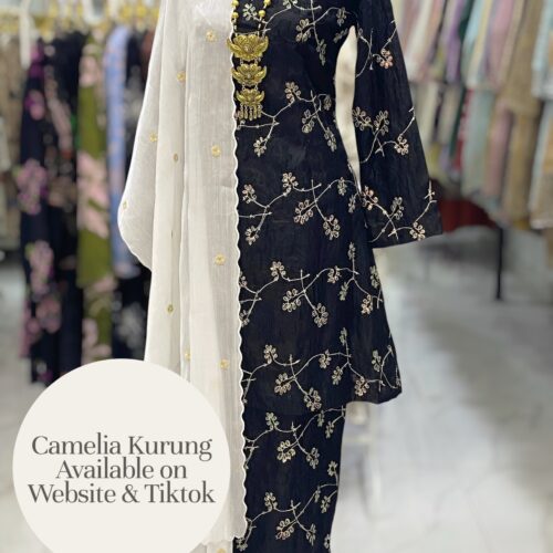 CAMELIA KURUNG PREMIUM SOFT JAQUARD WITH SEQUINS BLACK