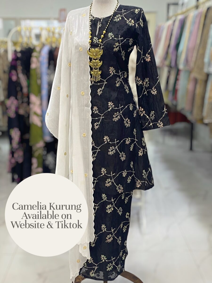 CAMELIA KURUNG PREMIUM SOFT JAQUARD WITH SEQUINS BLACK