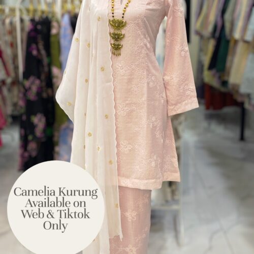 CAMELIA KURUNG MODEN SOFT COTTON SOFT PINK