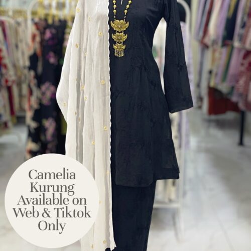 CAMELIA KURUNG MODEN SOFT COTTON BLACK