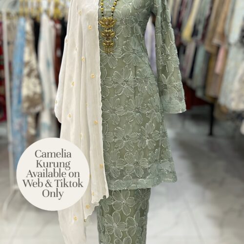 CAMELIA KURUNG SEQUIN LACE 3D DUSTY GREEN