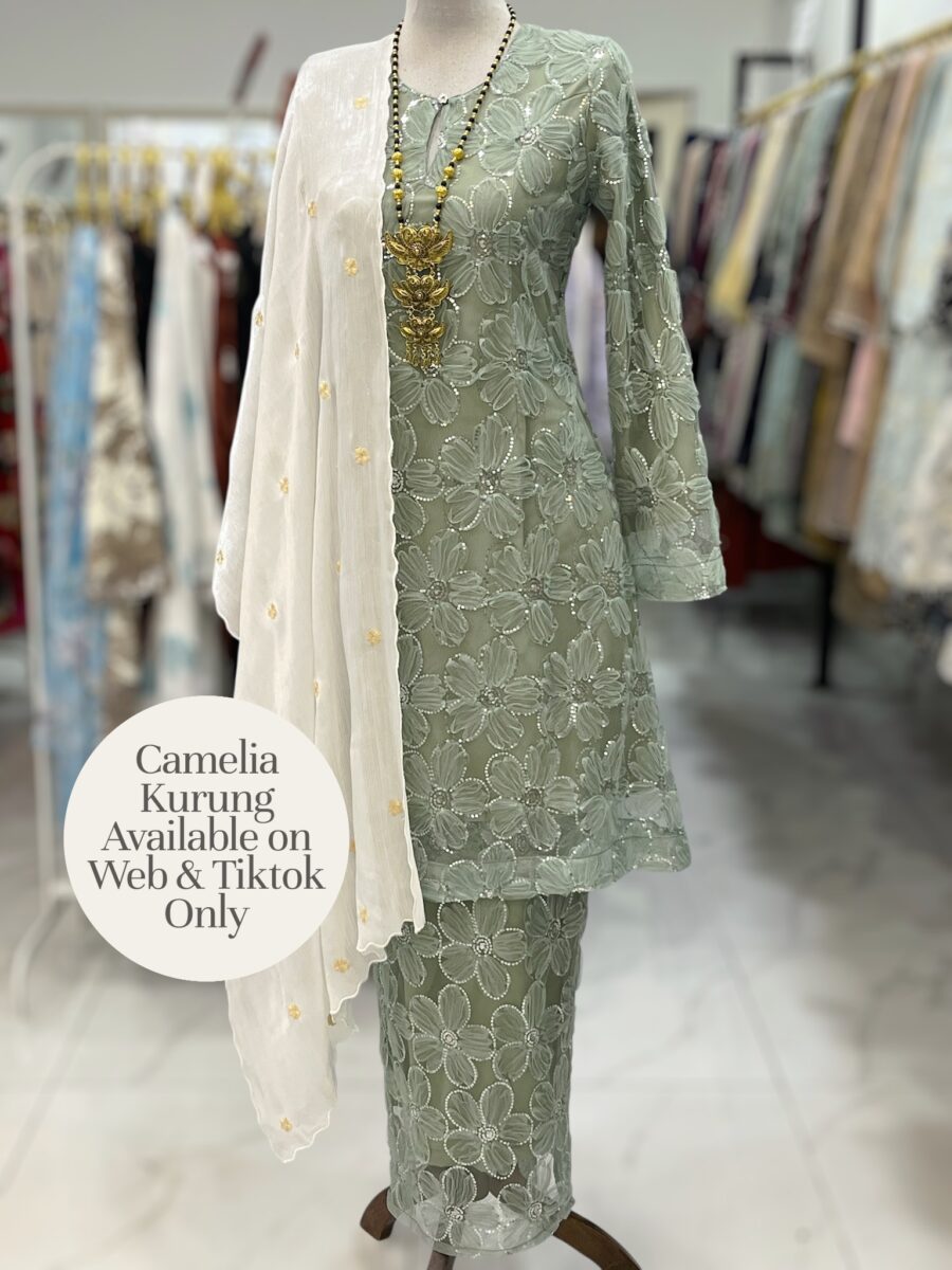 CAMELIA KURUNG SEQUIN LACE 3D DUSTY GREEN