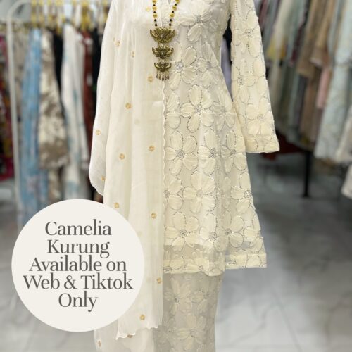 CAMELIA KURUNG SEQUIN LACE 3D IVORY