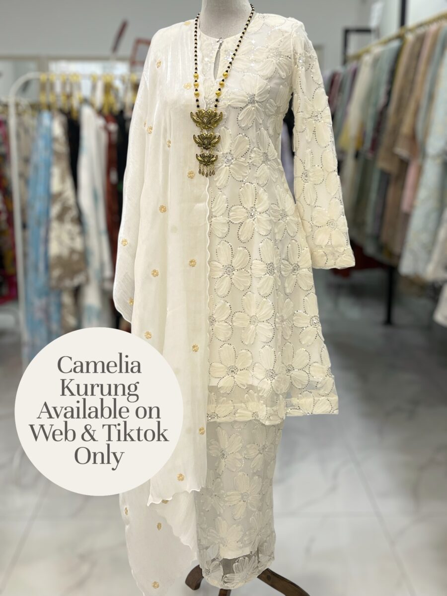 CAMELIA KURUNG SEQUIN LACE 3D IVORY