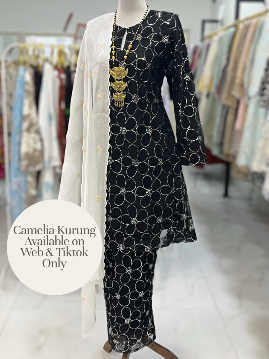 CAMELIA KURUNG SEQUIN LACE 3D BLACK