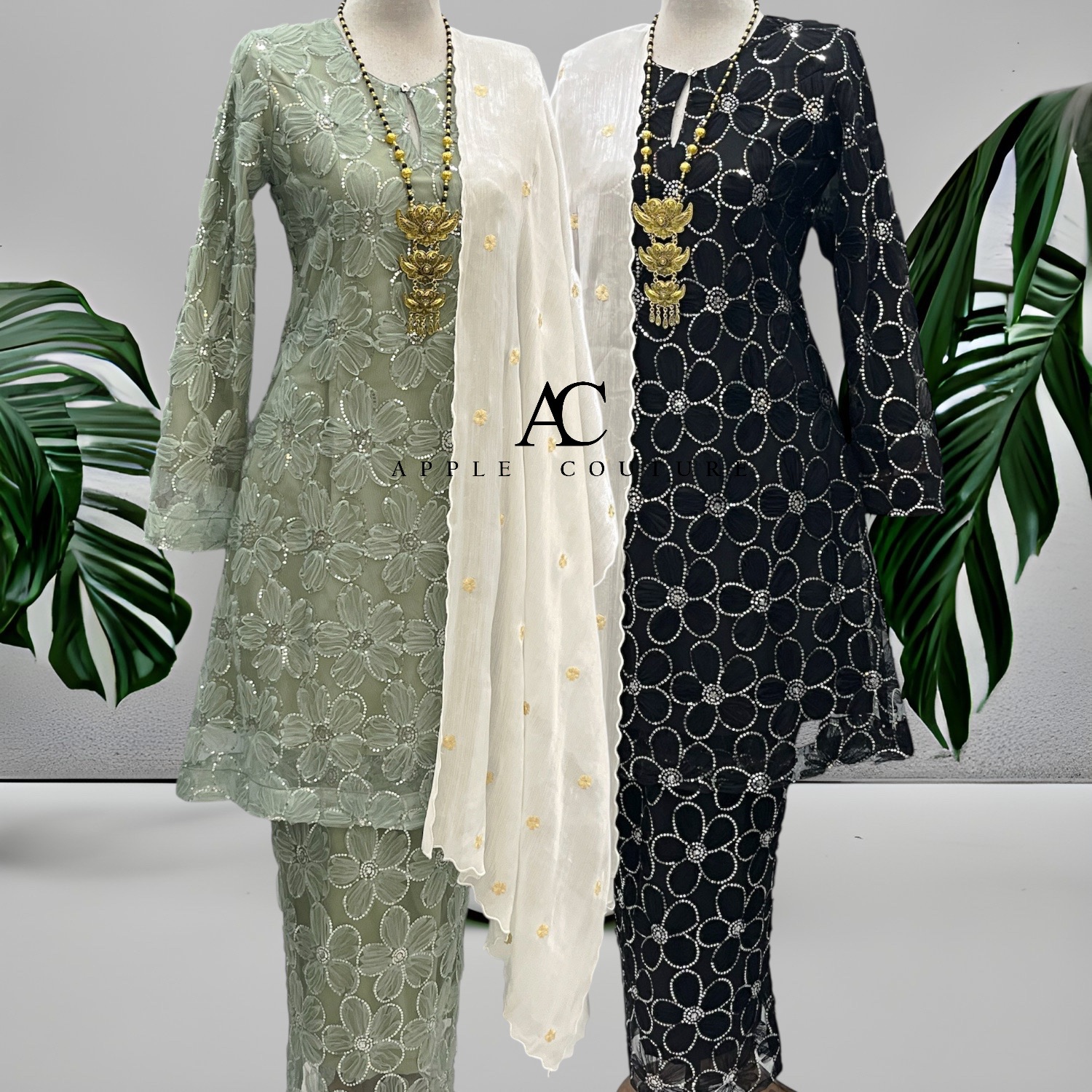 CAMELIA KURUNG SEQUIN LACE 3D BABY BLUE - Image 3