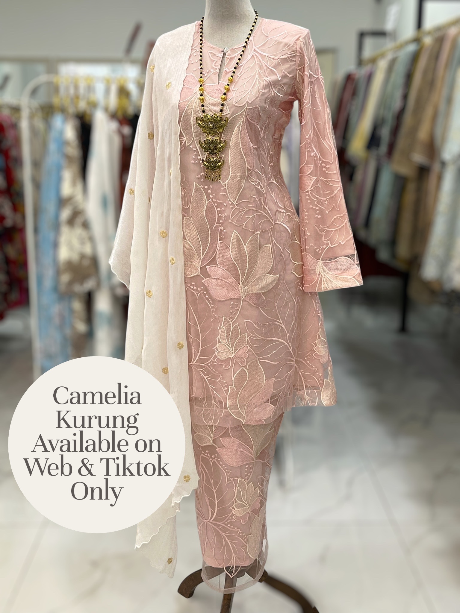 CAMELIA KURUNG PREMIUM LACE BLUSH PINK