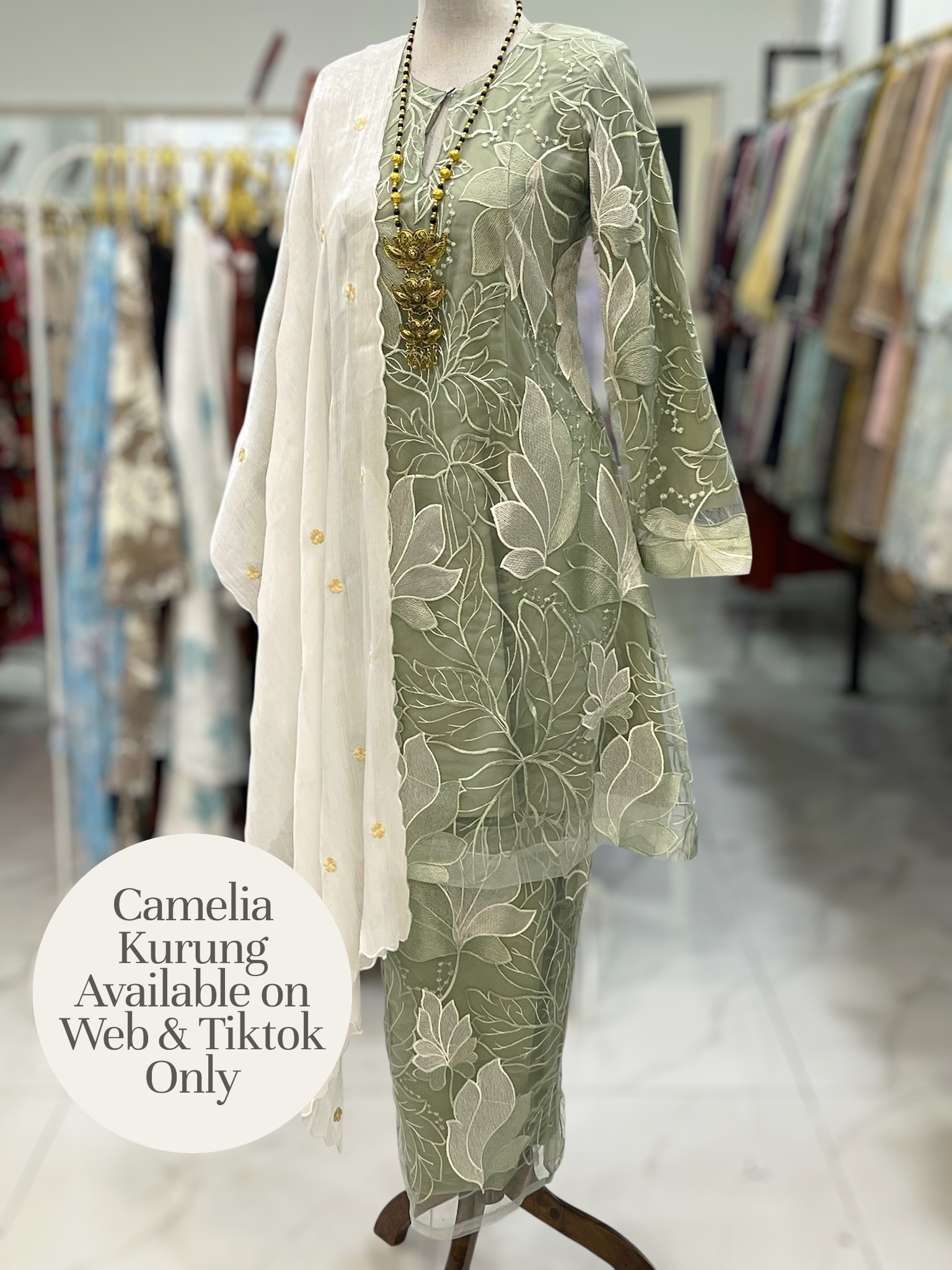 CAMELIA KURUNG PREMIUM LACE SAGE GREEN