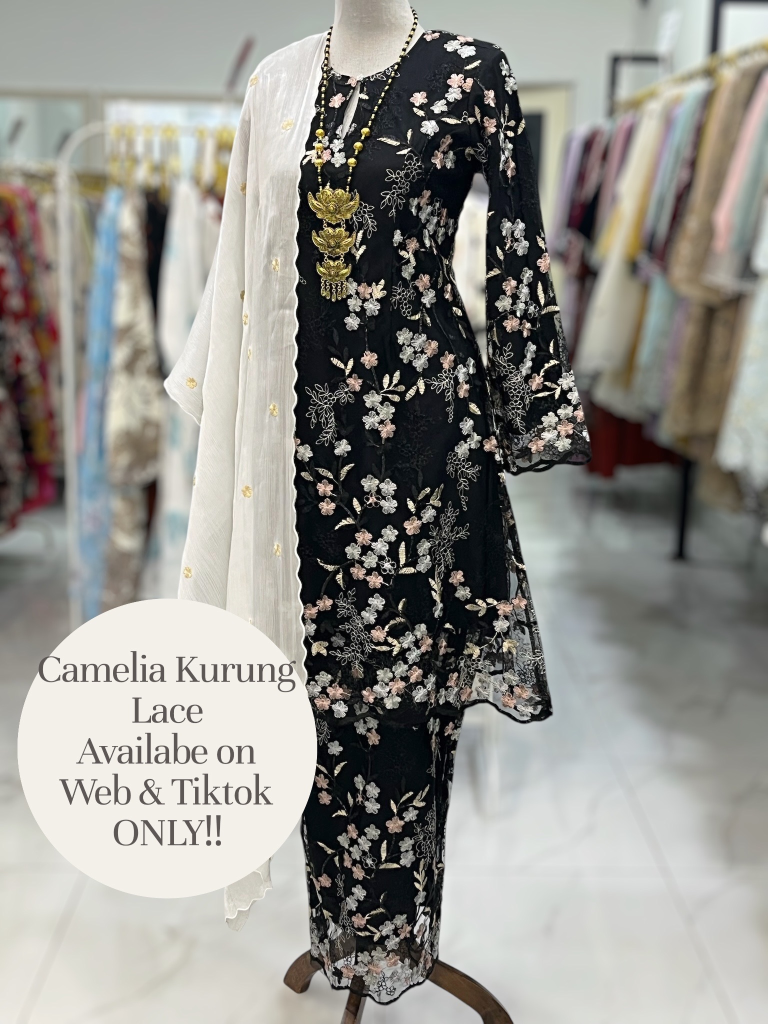 CAMELIA KURUNG PREMIUM LACE BLACK