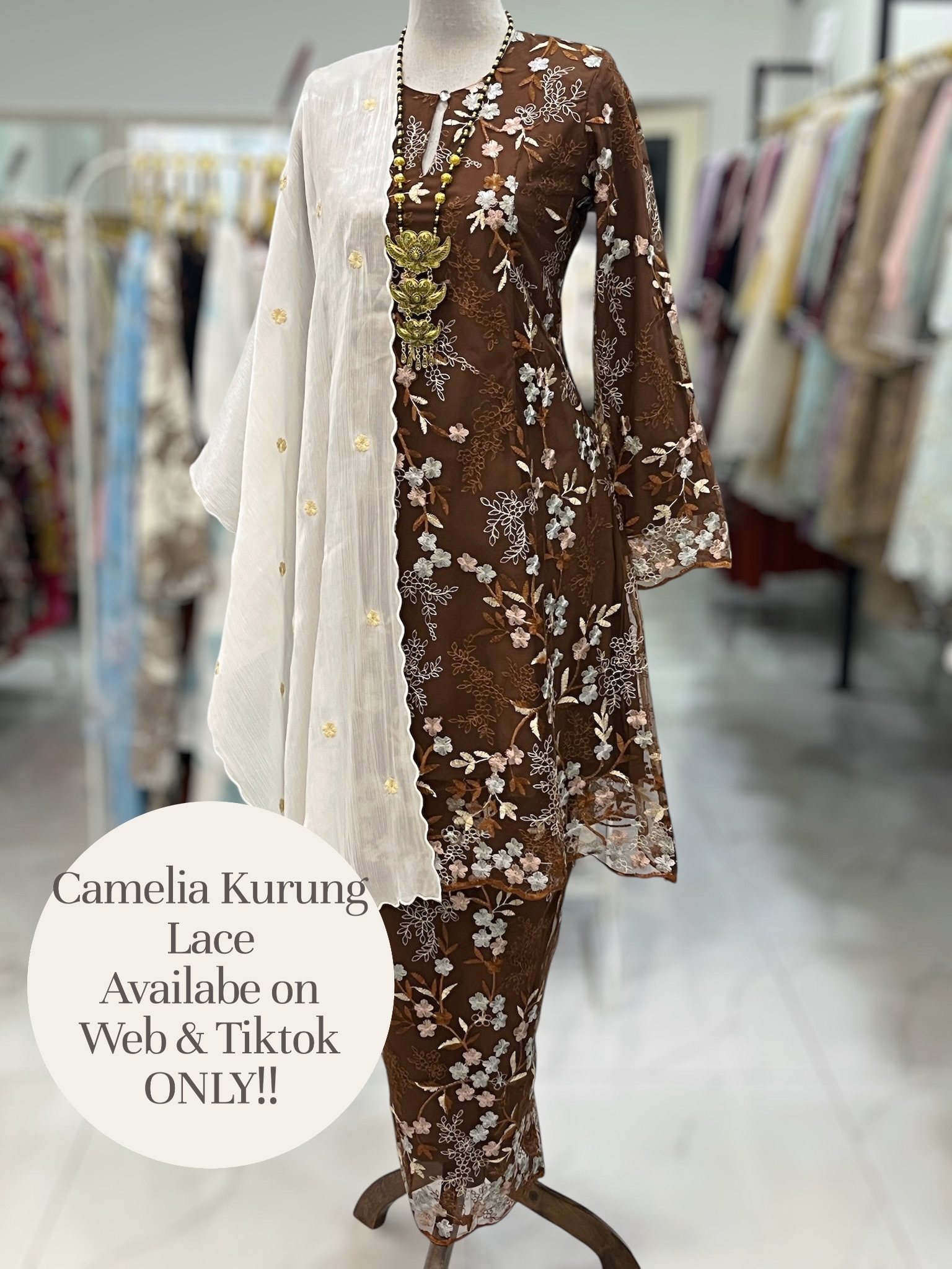 CAMELIA KURUNG PREMIUM LACE RICH BROWN