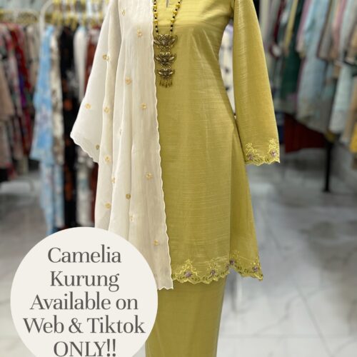 CAMELIA KURUNG MODEN COTTON SILK LIME YELLOW