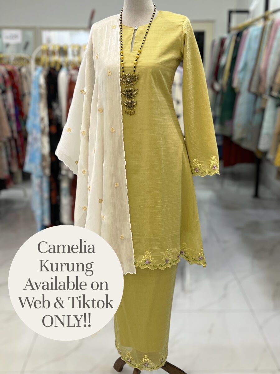 CAMELIA KURUNG MODEN COTTON SILK LIME YELLOW