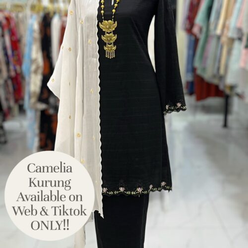 CAMELIA KURUNG MODEN COTTON SILK BLACK