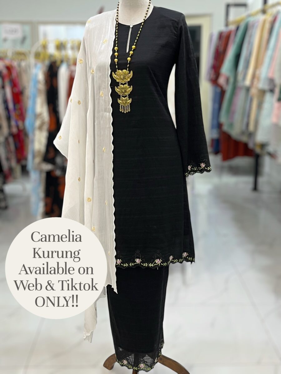 CAMELIA KURUNG MODEN COTTON SILK BLACK