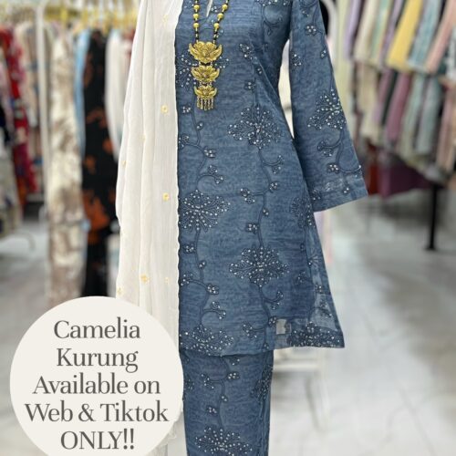 CAMELIA KURUNG MODERN SILK BLEND EMBROIDERY ASH BLUE