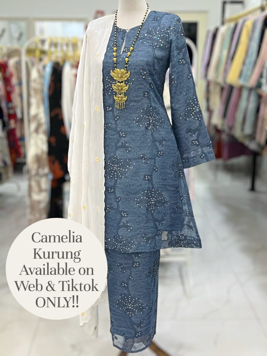 CAMELIA KURUNG MODERN SILK BLEND EMBROIDERY ASH BLUE
