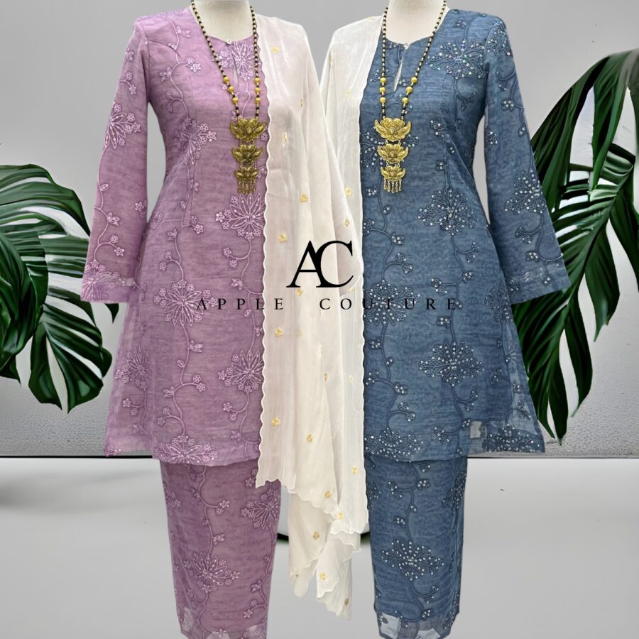 CAMELIA KURUNG MODERN SILK BLEND EMBROIDERY LILAC - Image 5