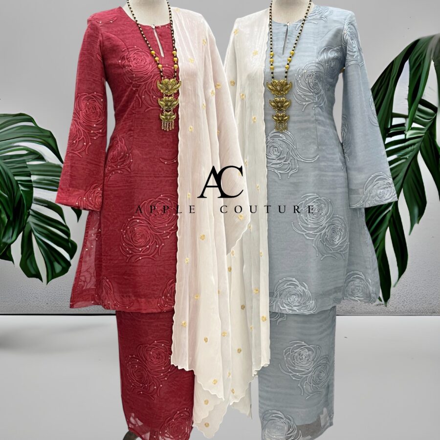 CAMELIA KURUNG MODERN SILK BLEND EMBROIDERY PEACH - Image 4