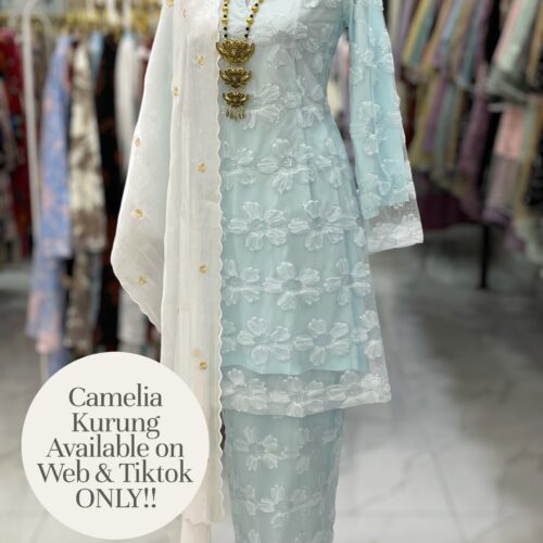 CAMELIA KURUNG SEQUIN LACE 3D BABY BLUE