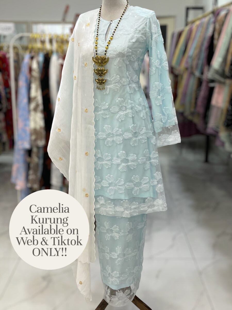CAMELIA KURUNG SEQUIN LACE 3D BABY BLUE