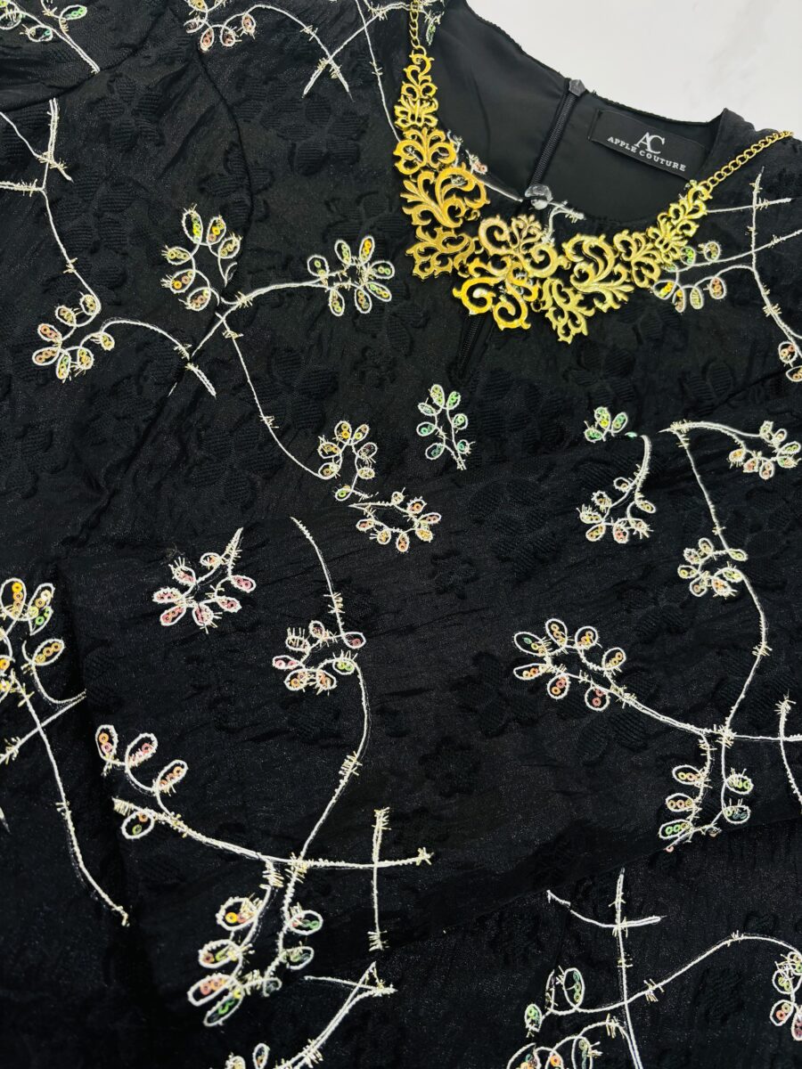 CAMELIA KURUNG PREMIUM SOFT JAQUARD WITH SEQUINS BLACK - Image 3