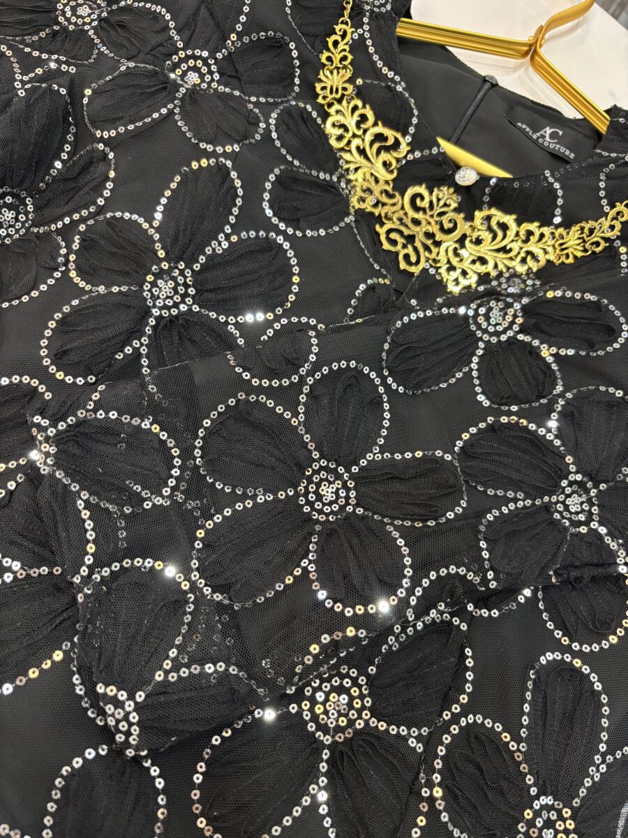 CAMELIA KURUNG SEQUIN LACE 3D BLACK - Image 2