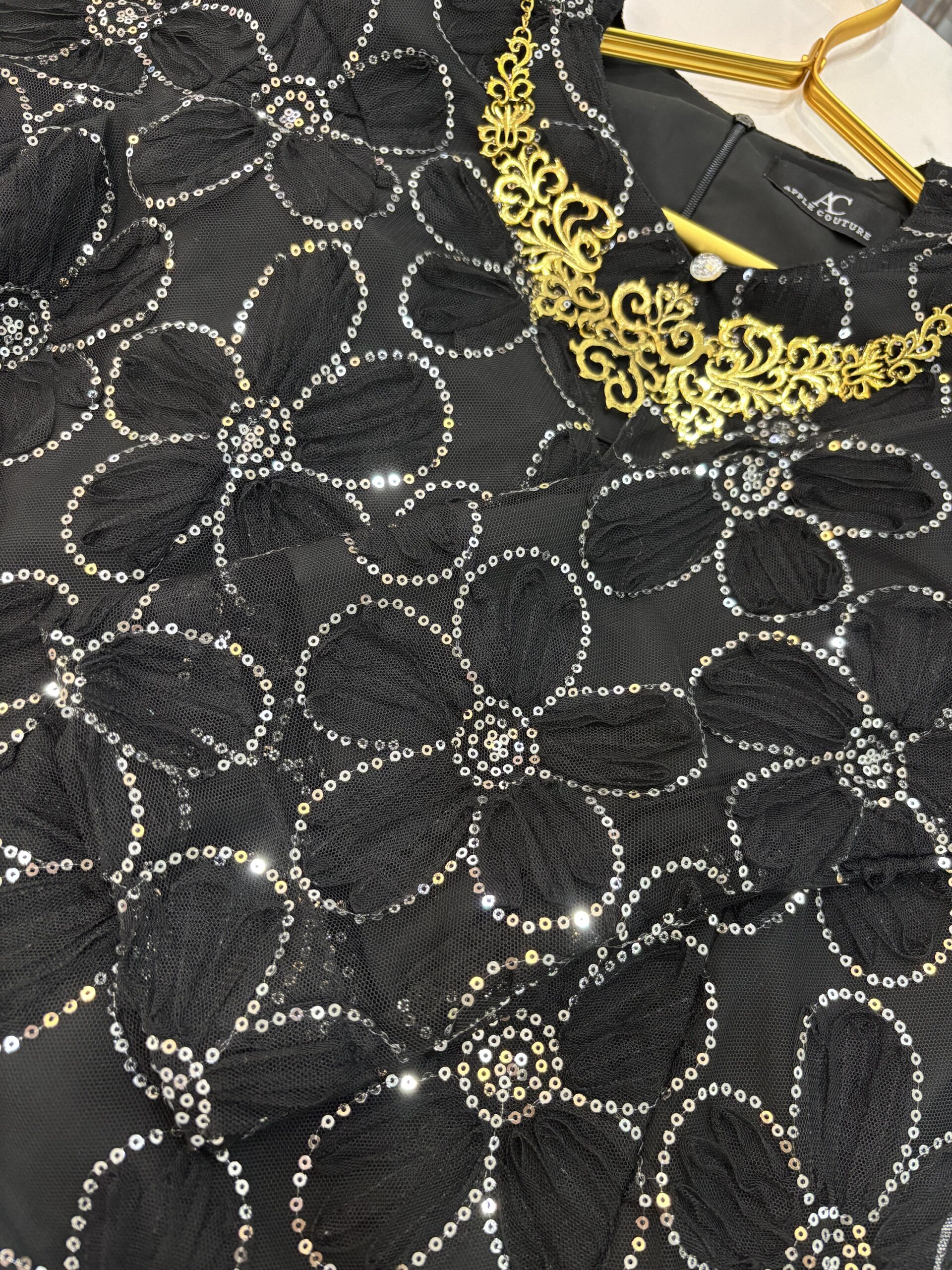 CAMELIA KURUNG SEQUIN LACE 3D BLACK - Image 2