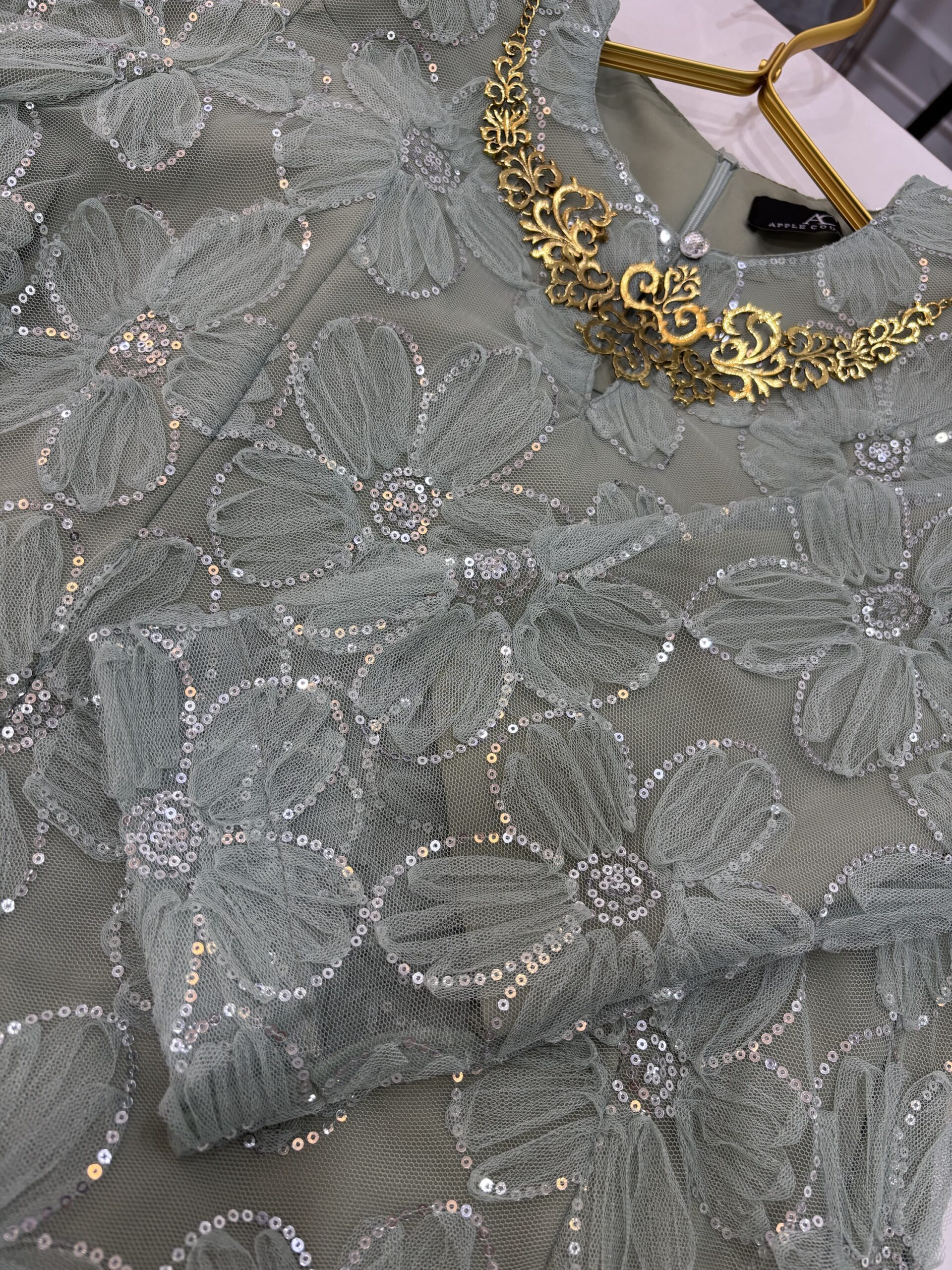 CAMELIA KURUNG SEQUIN LACE 3D DUSTY GREEN - Image 2
