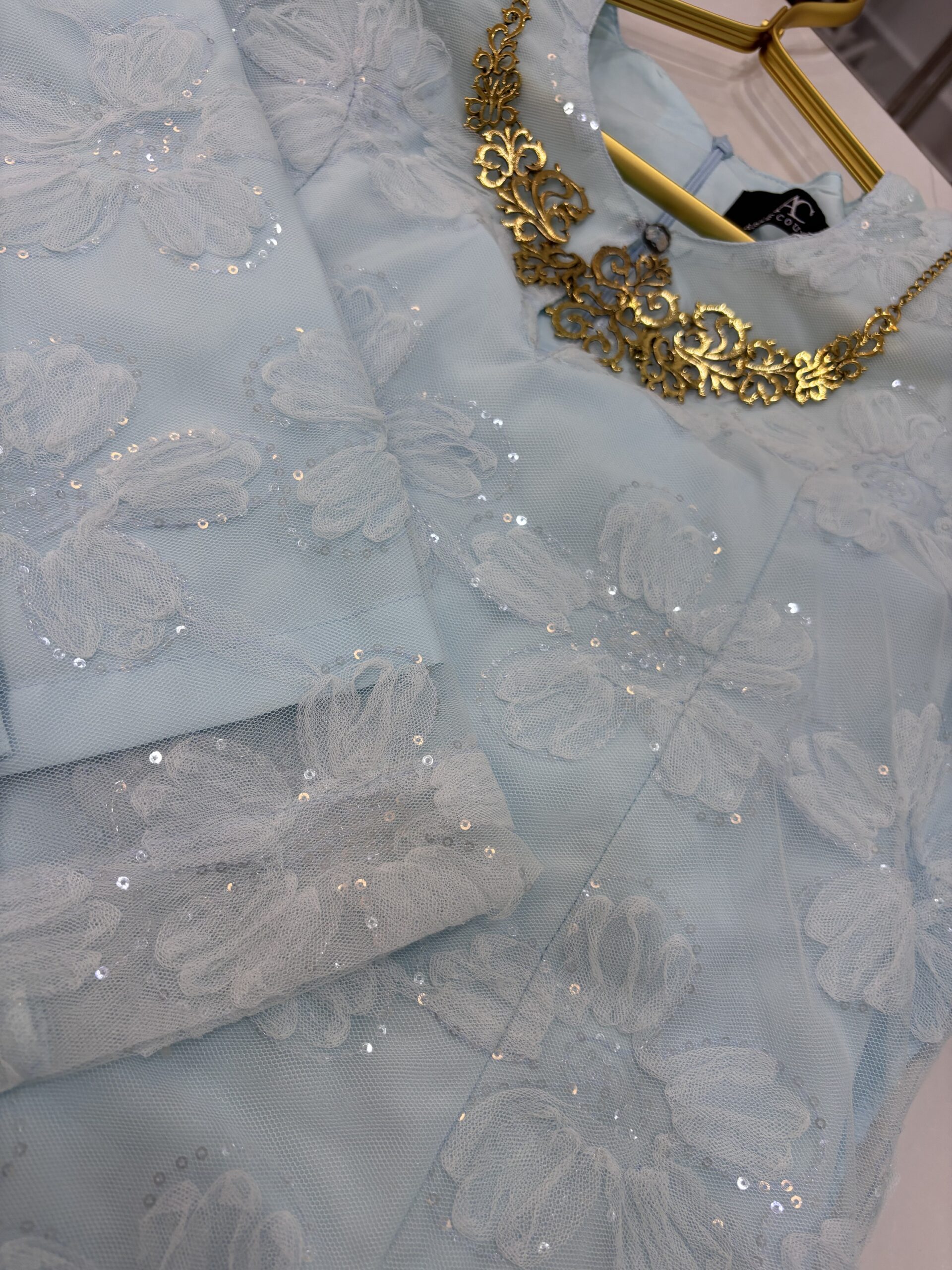 CAMELIA KURUNG SEQUIN LACE 3D BABY BLUE - Image 2