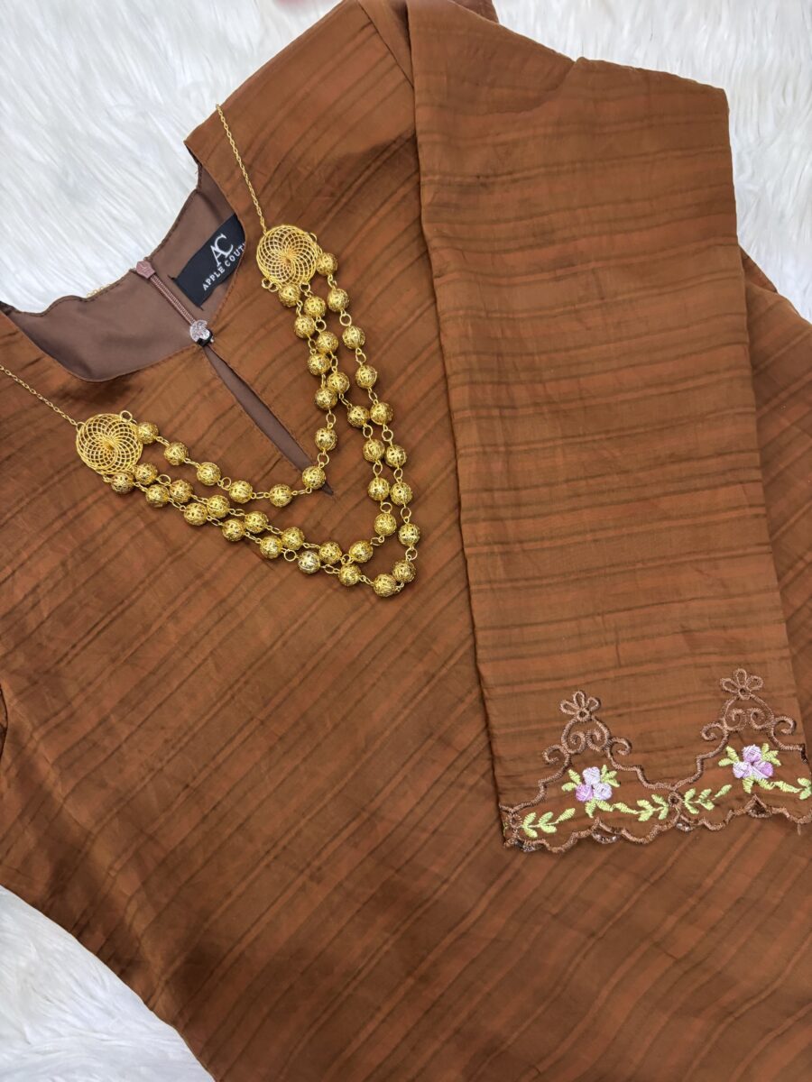CAMELIA KURUNG MODEN COTTON SILK BROWN - Image 2