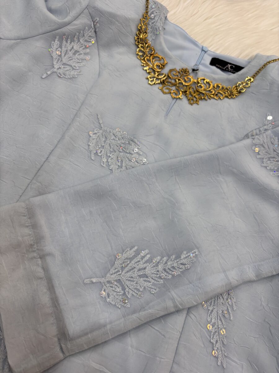 CAMELIA KURUNG MODERN SILK BLEND EMBROIDERY POWDER BLUE - Image 2