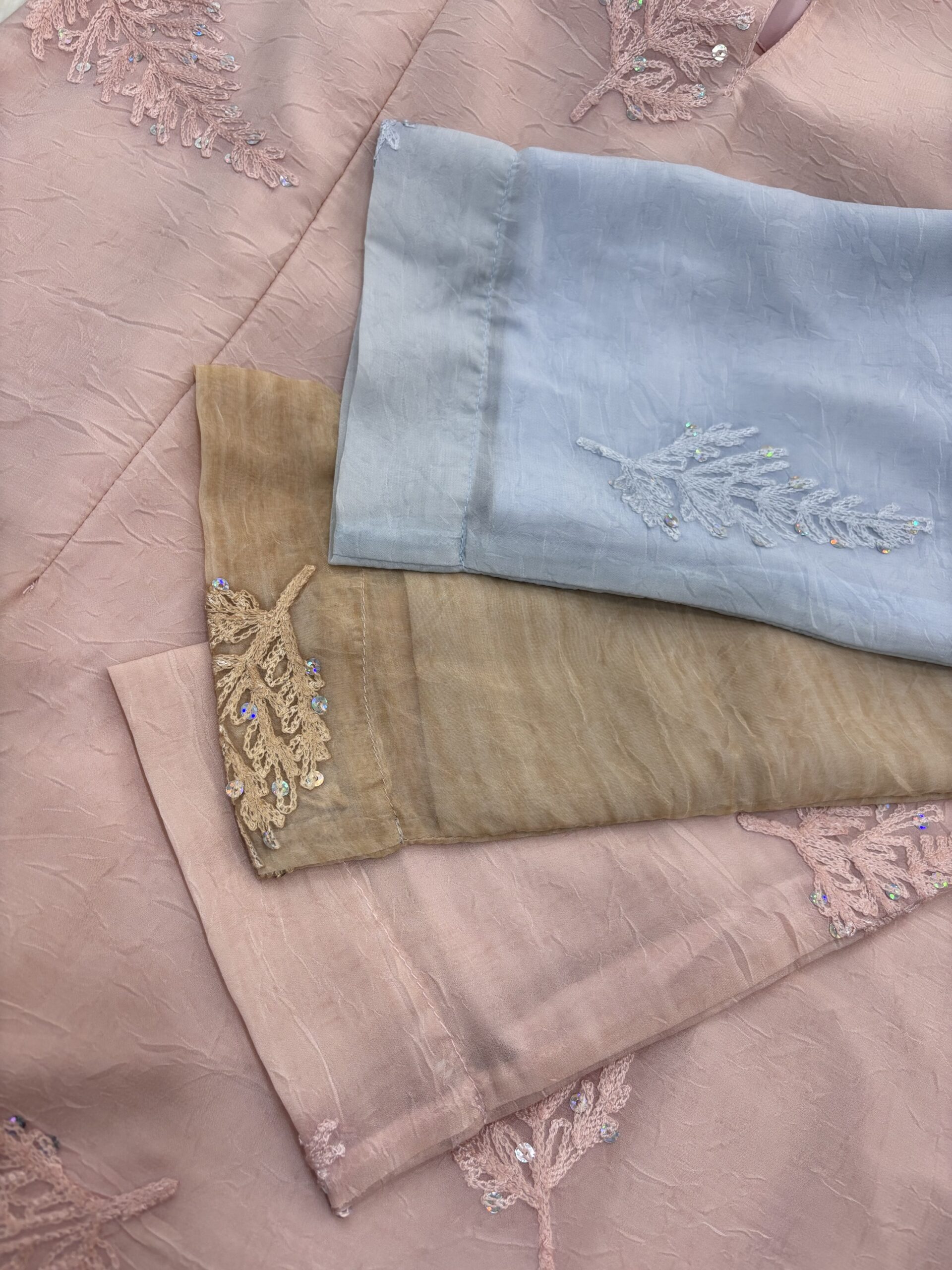 CAMELIA KURUNG MODERN SILK BLEND EMBROIDERY SOFT PEACH - Image 3