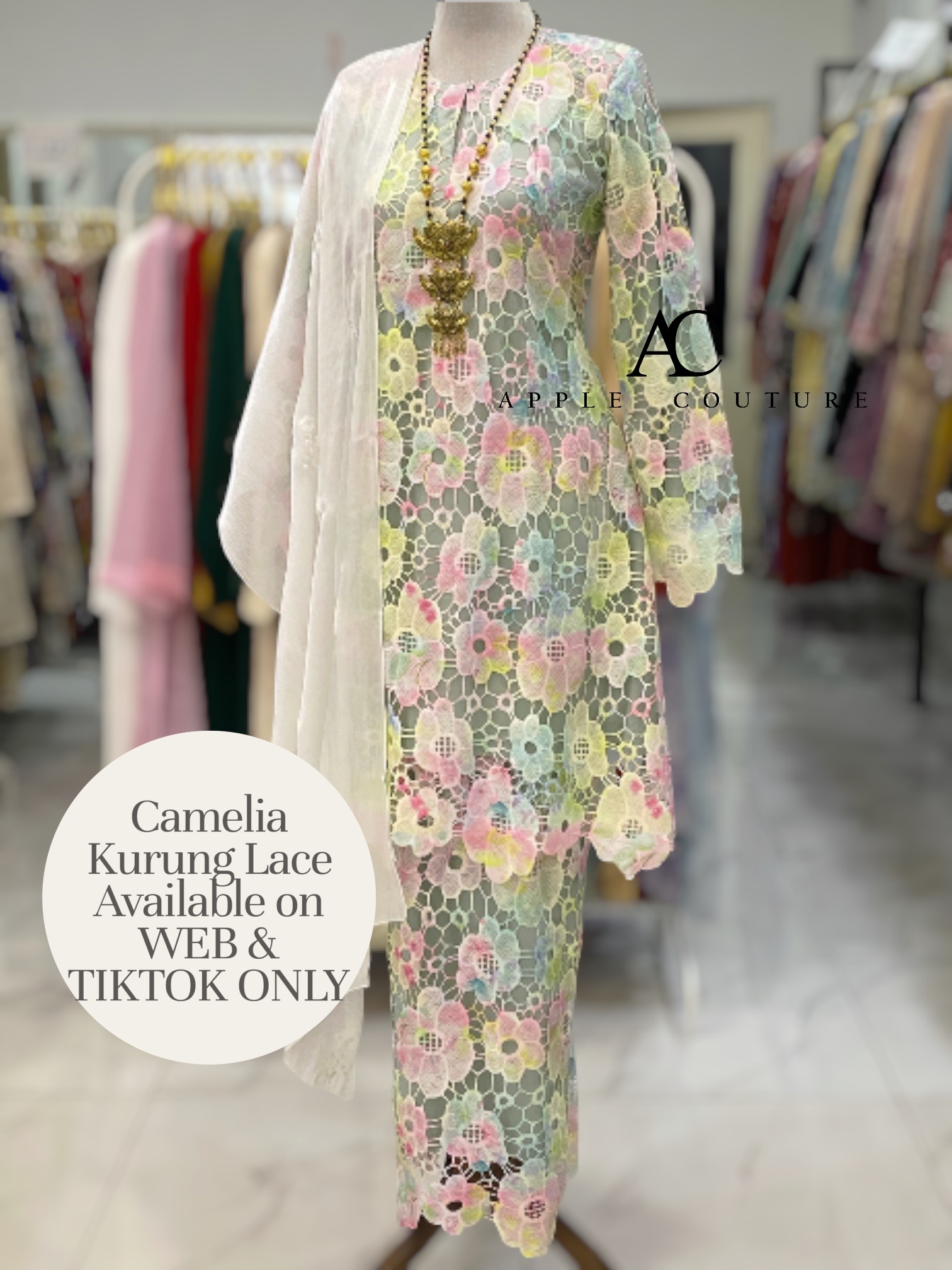 CAMELIA KURUNG MODEN SULAM LACE SAGE GREEN