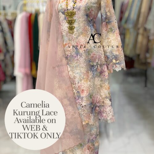 CAMELIA KURUNG MODEN SULAM LACE CREAM PASTEL