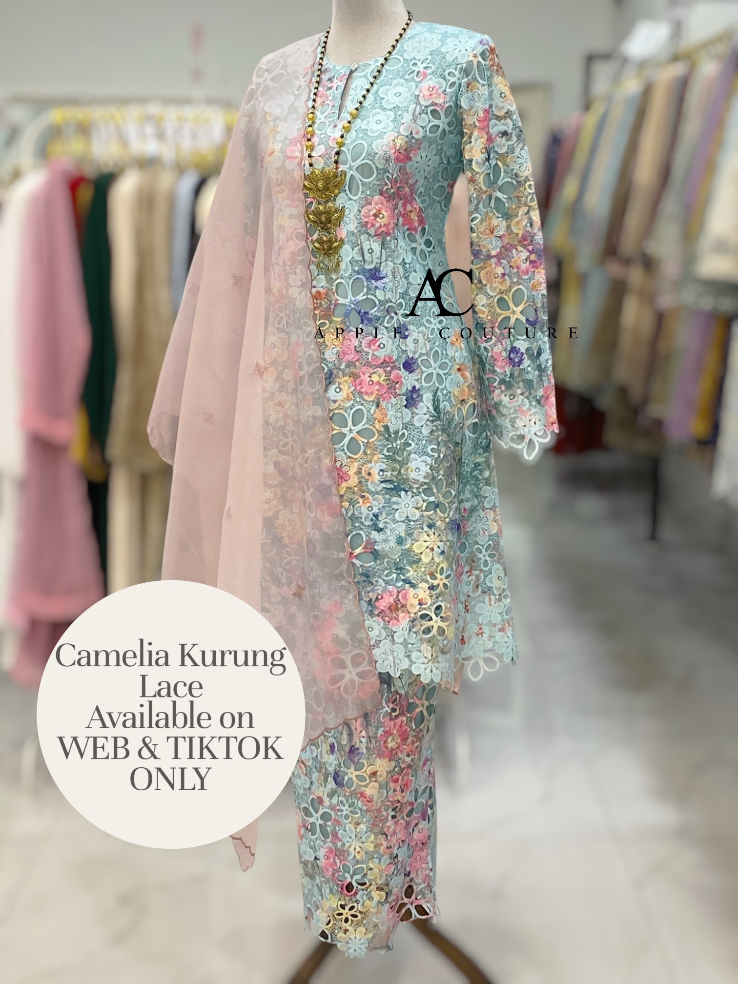 CAMELIA KURUNG MODEN SULAM LACE SKY BLUE