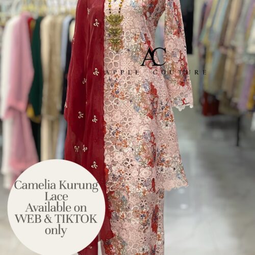 CAMELIA KURUNG MODEN SULAM LACE PINK RED