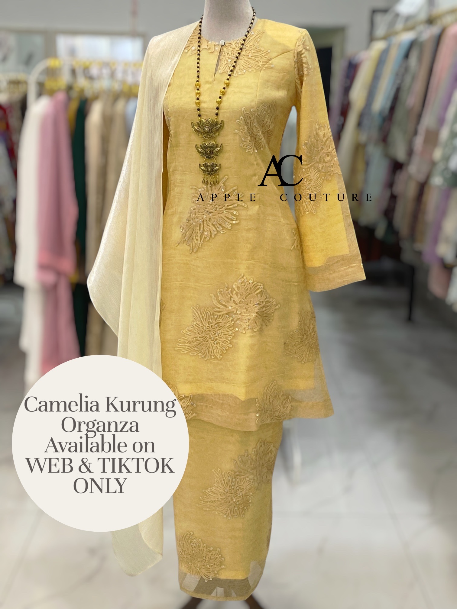CAMELIA KURUNG MODERN SILK BLEND EMBROIDERY MELLOW YELLOW