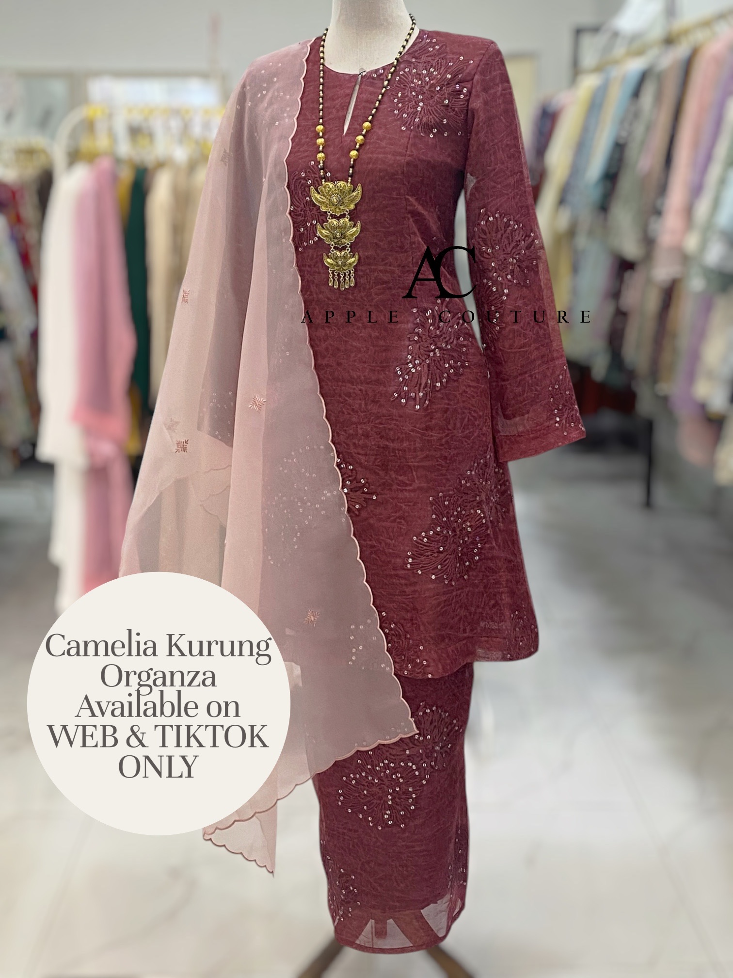 CAMELIA KURUNG MODERN SILK BLEND EMBROIDERY BURGUNDY
