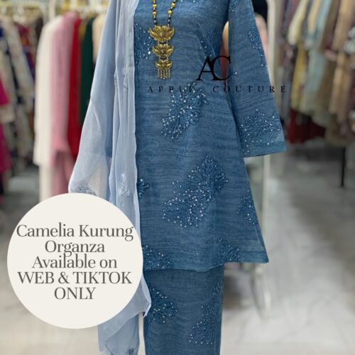 CAMELIA KURUNG MODERN SILK BLEND EMBROIDERY ASH BLUE