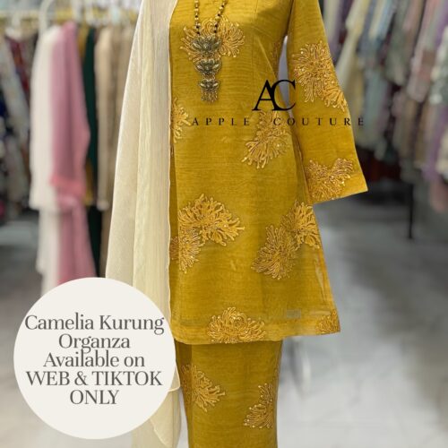 CAMELIA KURUNG MODERN SILK BLEND EMBROIDERY AMBER YELLOW