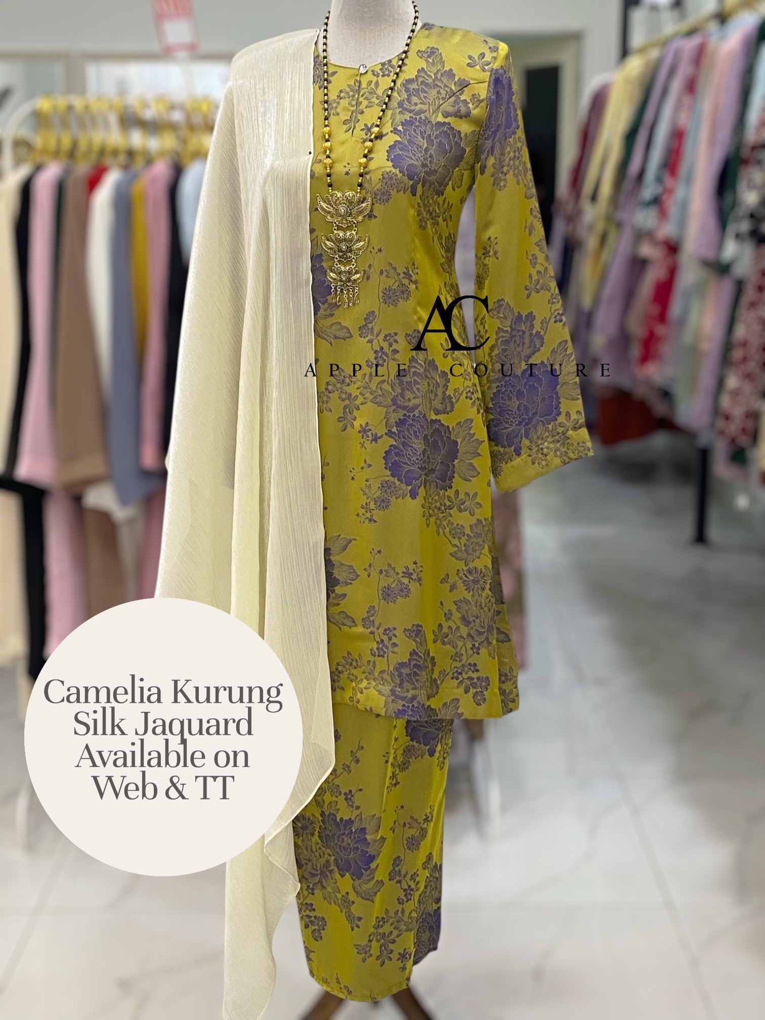 CAMELIA KURUNG SOFT JACQUARD GOLD PURPLE