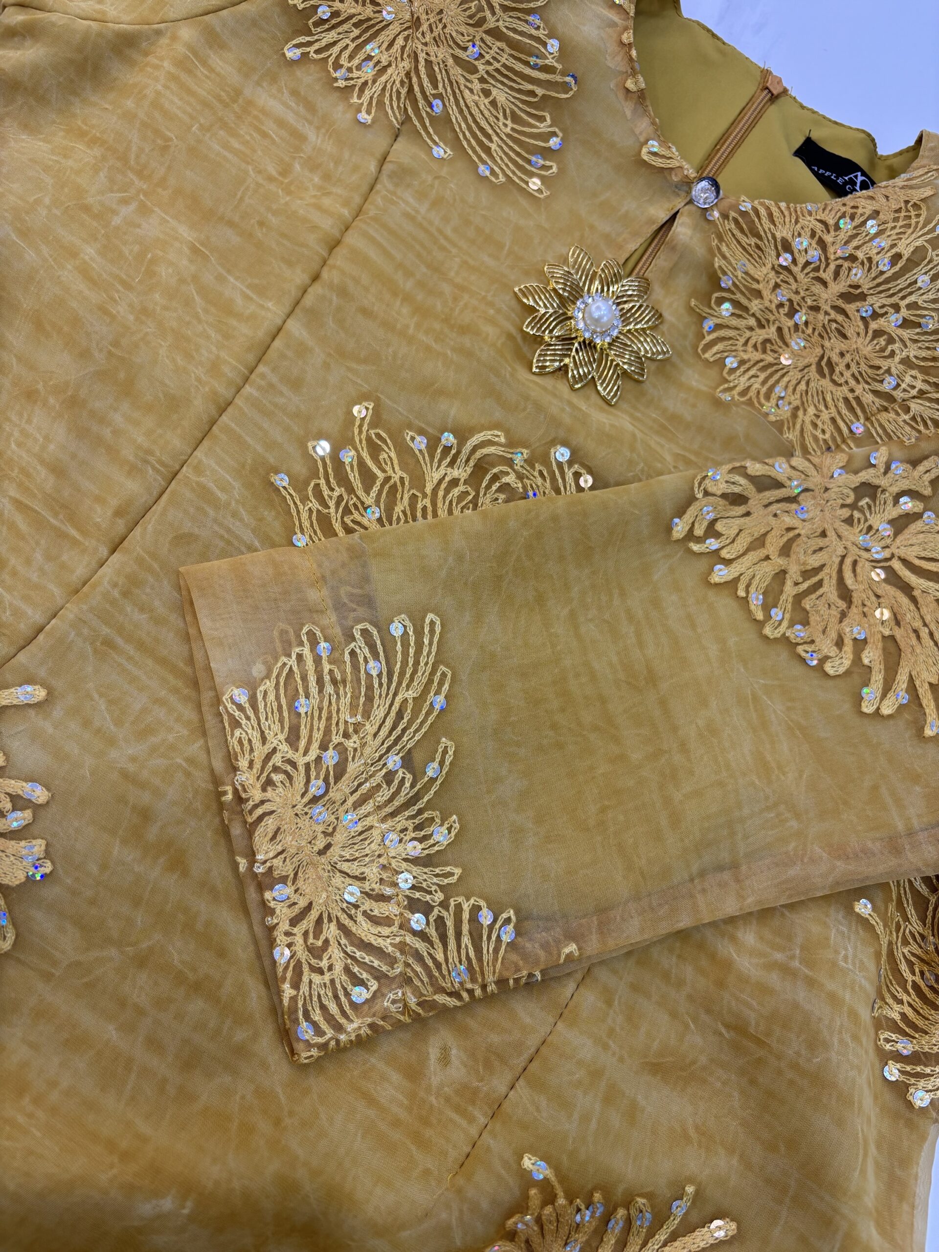 CAMELIA KURUNG MODERN SILK BLEND EMBROIDERY AMBER YELLOW - Image 2