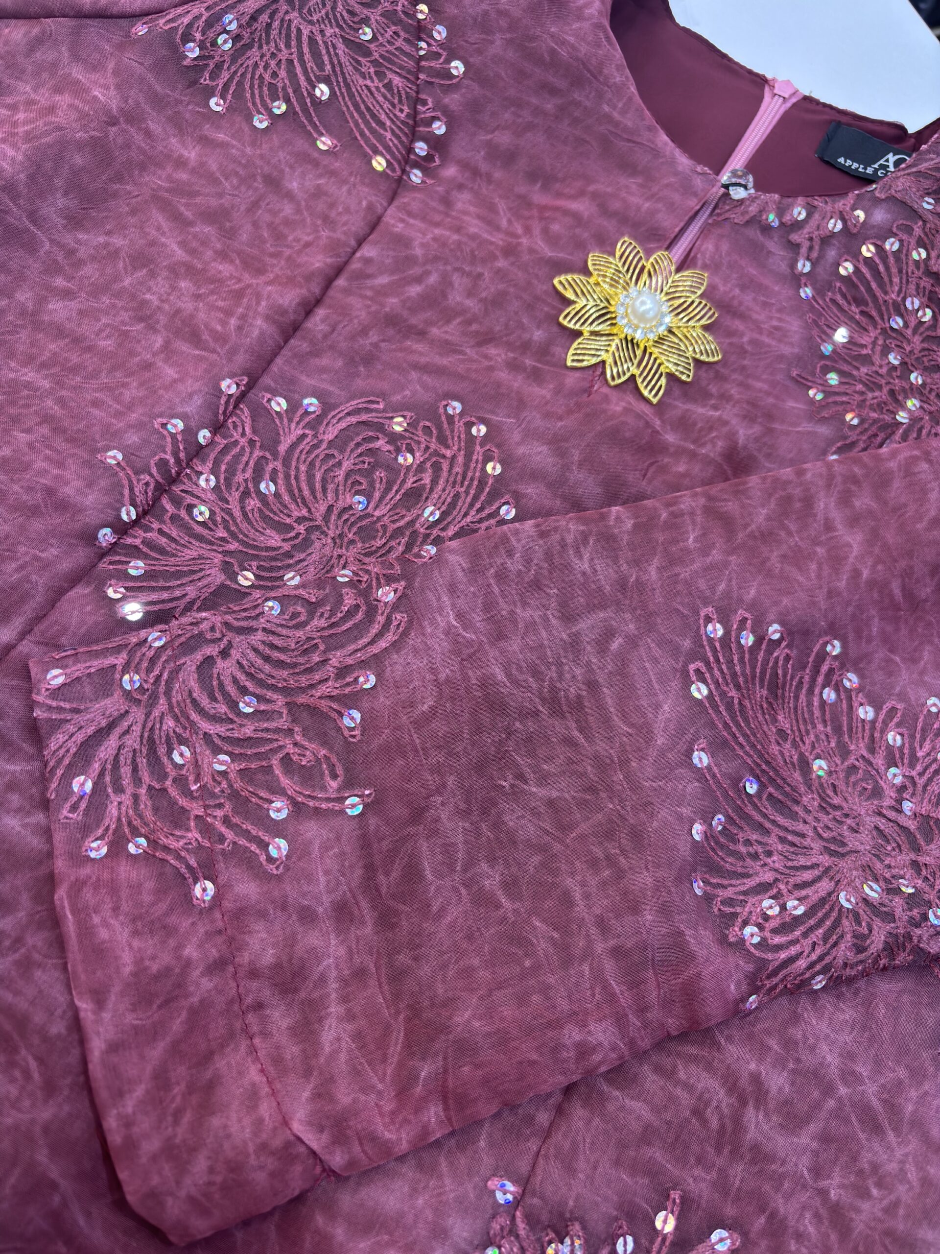 CAMELIA KURUNG MODERN SILK BLEND EMBROIDERY BURGUNDY - Image 2